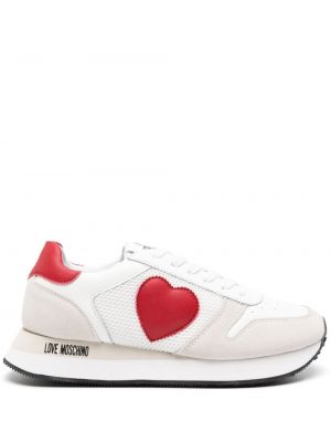 Sneakersy skórzane w serca Love Moschino