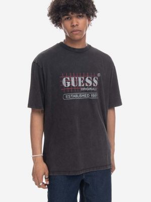 Тениска с дълъг ръкав с принт Guess Originals черно