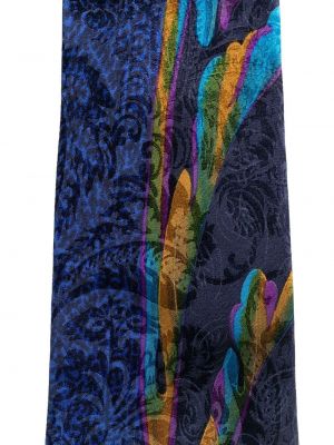 Zīda kaklasaite ar apdruku ar lāsīšu rakstu Versace Pre-owned zils