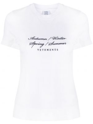 Koszulka z nadrukiem z okrągłym dekoltem Vetements biała