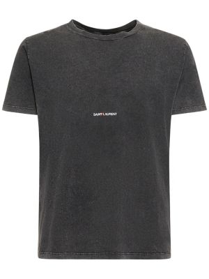 Zerrissene t-shirt aus baumwoll Saint Laurent schwarz