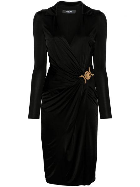 Robe portefeuille en jersey Versace noir
