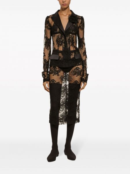 Krajkové průsvitné sako Dolce & Gabbana černé