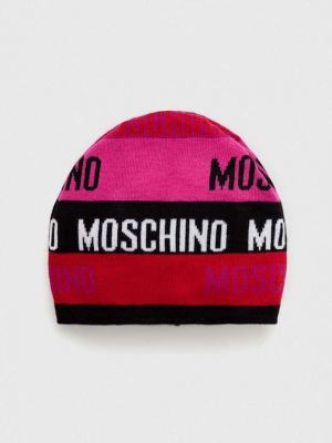 Шерстяная шапка Moschino розовая