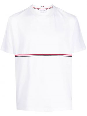 Pruhované tričko s okrúhlym výstrihom Thom Browne biela