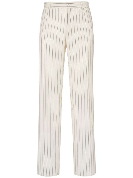 Pantaloni di lana a righe Dolce & Gabbana bianco