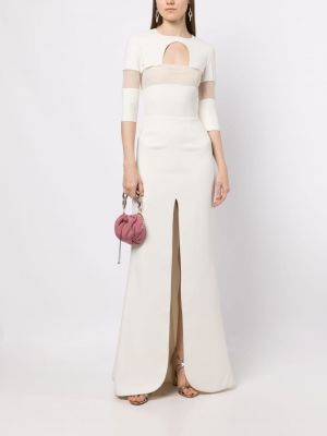 Sukienka koktajlowa z krepy Saiid Kobeisy biała