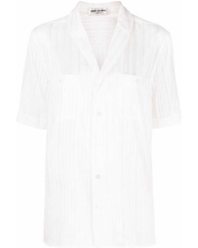 Camisa con escote v manga corta Saint Laurent blanco