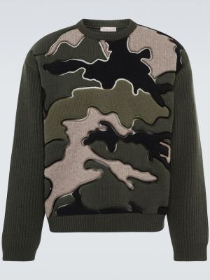 Woll pullover mit camouflage-print Valentino grün