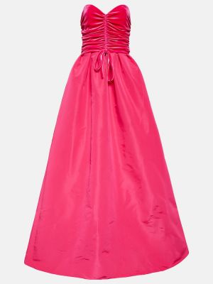 Hedvábné dlouhé šaty Monique Lhuillier růžové