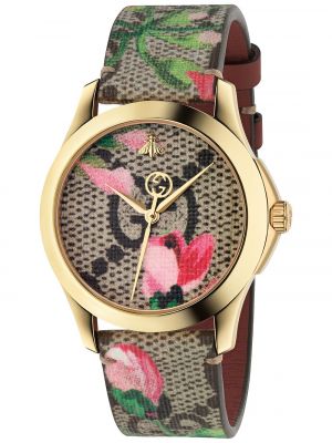 Часы G-Timeless Pink Blooms с холщовым ремешком, 38 мм Gucci золотой