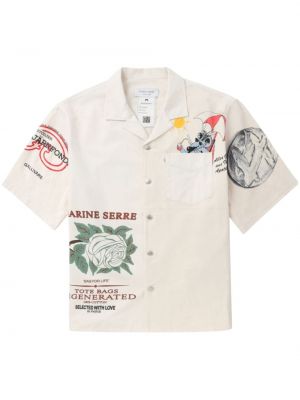 Raštuota medvilninė marškiniai Marine Serre balta