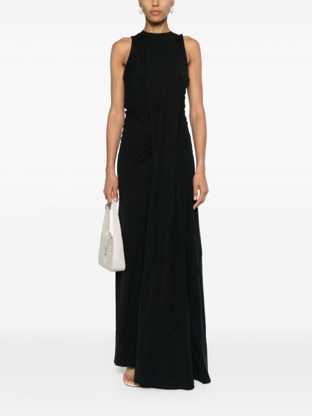 Asimetriškas maksi suknelė be rankovių Victoria Beckham juoda