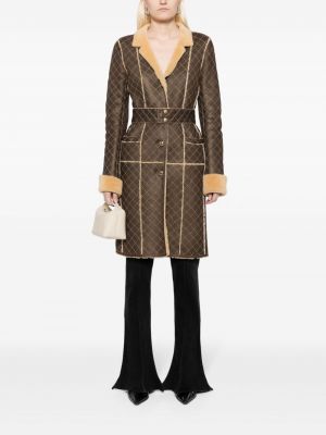 Prošívaný kabát Chanel Pre-owned hnědý