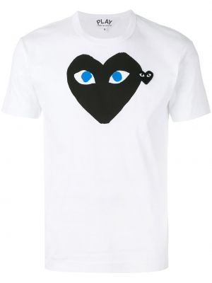 Majica s potiskom z okroglim izrezom z vzorcem srca Comme Des Garçons Play bela