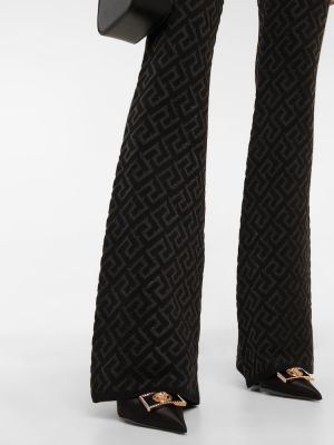 Vlnené rovné nohavice Versace čierna