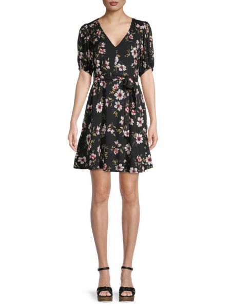 Бархатное платье мини в цветочек с принтом Velvet By Graham & Spencer черное