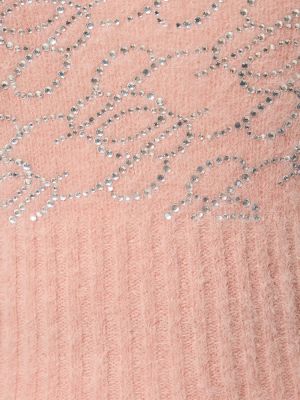 Top in lana d'alpaca in maglia con cristalli Blumarine rosa