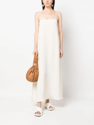 Jedwabna sukienka długa bez rękawów La Collection biała