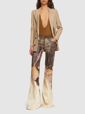Spodnie bawełniane Roberto Cavalli brązowe
