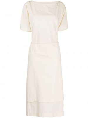 Plisované bavlněné midi šaty s krátkými rukávy Toogood - bílá
