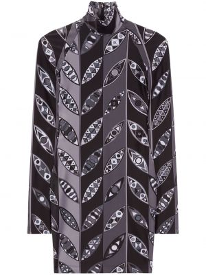 Sukienka z nadrukiem w abstrakcyjne wzory Pucci szara