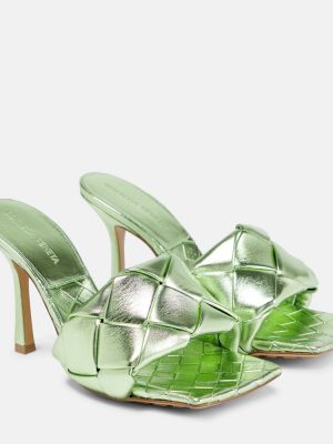 Kožené sandály Bottega Veneta zelené