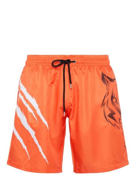 Kratke hlače s potiskom v športnem stilu Plein Sport oranžna