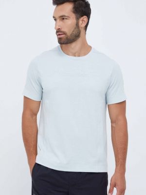Меланж тениска с дълъг ръкав с принт Calvin Klein Performance синьо