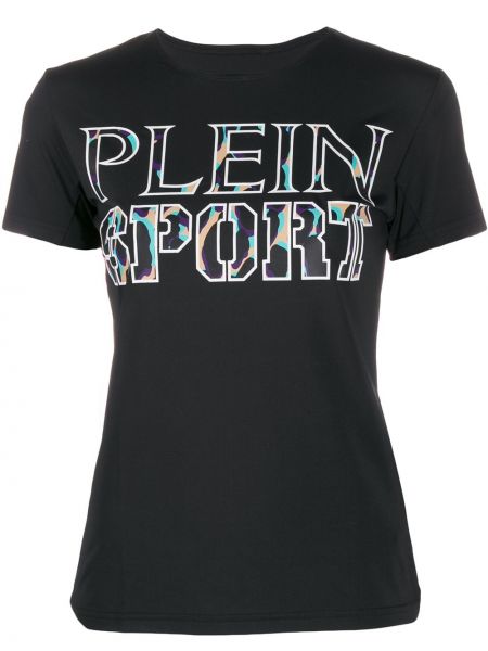 Спортивна футболка з принтом Plein Sport, чорна