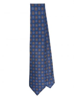 Cravată cu imagine cu imprimeu geometric Kiton albastru
