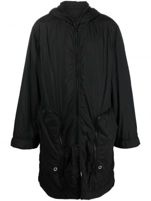 Dygsniuotas paltas su gobtuvu Rick Owens Drkshdw juoda