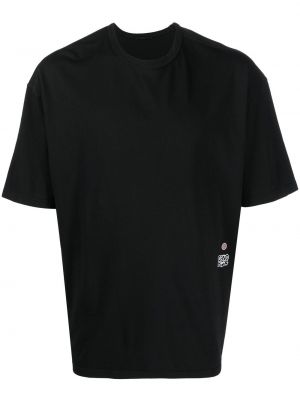 Medvilninis siuvinėtas marškinėliai Ten C juoda