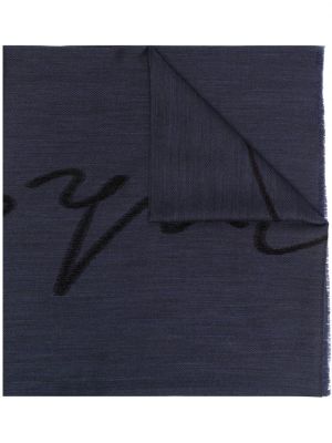 Μάλλινος κασκόλ με κέντημα Giorgio Armani μπλε