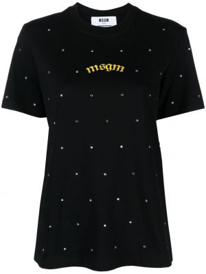 Βαμβακερή μπλούζα Msgm μαύρο
