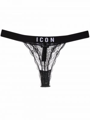 Tanga en dentelle Dsquared2 noir