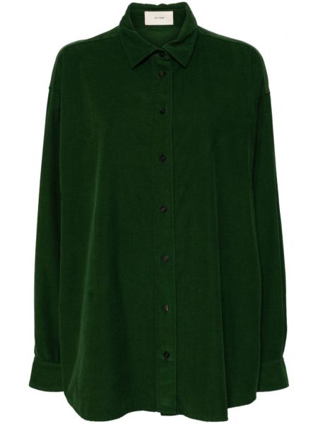 Дълга риза от рипсено кадифе The Row зелено