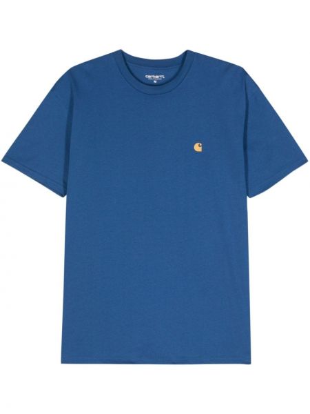 Тениска бродирана Carhartt Wip синьо
