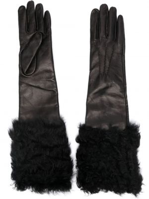 Кожени ръкавици Alberta Ferretti черно