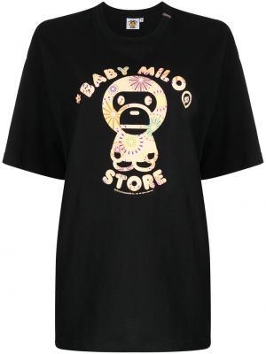 Bavlnené tričko s potlačou *baby Milo® Store By *a Bathing Ape® čierna