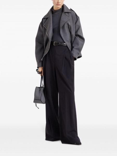 Plisované kalhoty relaxed fit Brunello Cucinelli černé