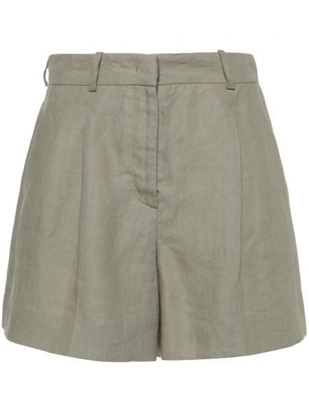 Pantaloni scurți de in plisate Kiton verde