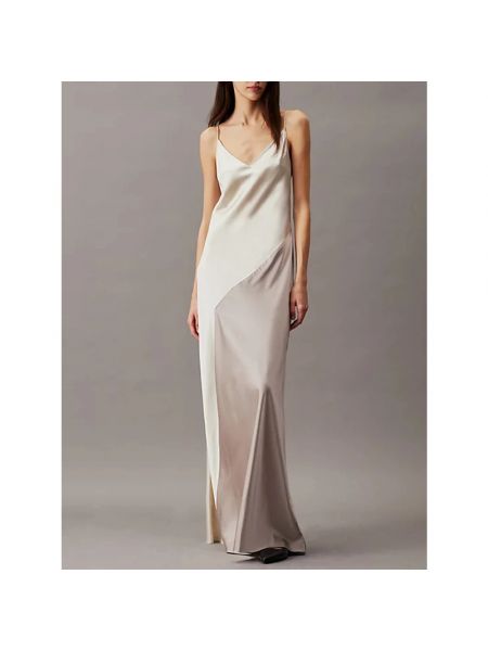 Sukienka długa Calvin Klein srebrna
