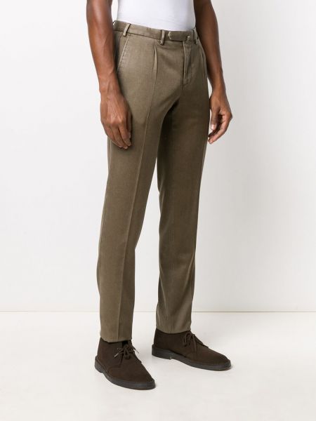 Plisované vlněné rovné kalhoty Dell'oglio hnědé