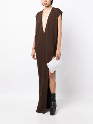 Sukienka długa bez rękawów bawełniana Rick Owens brązowa