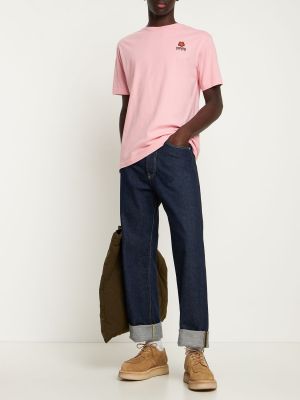 Camiseta de algodón de tela jersey Kenzo Paris rosa