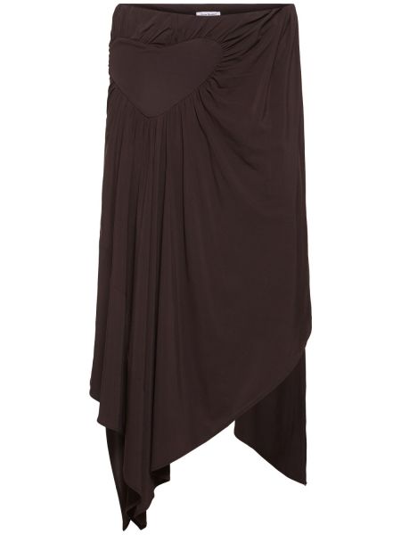 Drapovaný asymetrická saténová midi sukňa Acne Studios hnedá