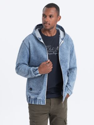 Džinsa jaka ar kapuci ar kabatām Ombre zils