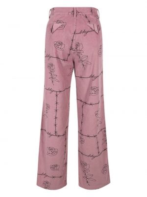 Manšestrové rovné kalhoty s potiskem Honor The Gift růžové