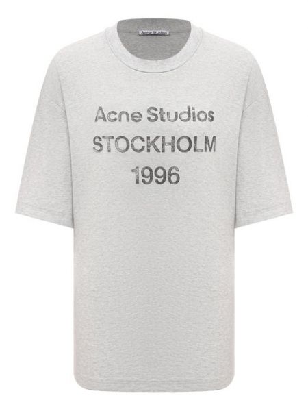 Хлопковая футболка Acne Studios серая